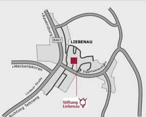 Das Bild zeigt einen Lageplan der Stiftung Liebenau