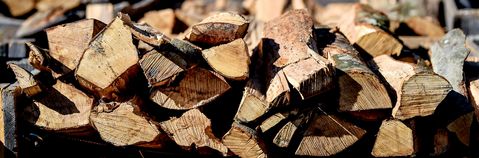 Das Bild zeigt aufgeschichtetes Holz