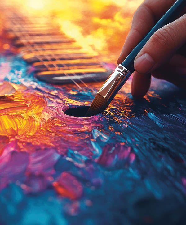 Eine Hand mit einem Pinsel