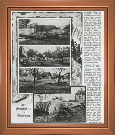 1903, Mehrfache Brandstiftung. Anfang des 20. Jahrhunderts gehen durch Brandstiftung drei Gebäude in Flammen auf: Die frühere Schlosswirtschaft, das Bauernhaus sowie das Ökonomiegebäude brennen nieder. Glücklicherweise bleibt das Hauptgebäude mit seinen vielen Bewohnern verschont. Zwei Täter werden ermittelt, ein Dienstbube und ein „Zögling“.  Das Bild zeigt den Pressebericht über die Brandstiftung.