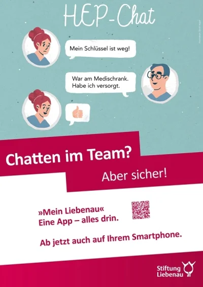 Chatten im Team Das Bild zeigt ein Plakat in dem grafisch ein chatverlauf dargestellt ist
