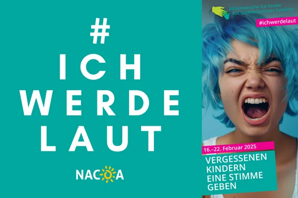 Das Foto zeigt den Aktionsflyer mit der Aufschrift "Ich werde laut".