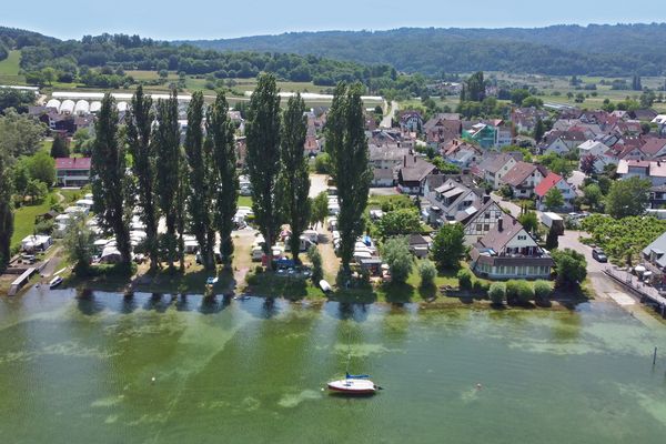 Das Bild zeigt einen Blick über den Bodensee von der südlichen Gemeinde Moos aus