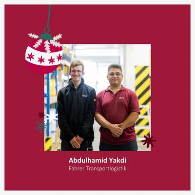 Türchen des Adventskalenders Das Foto zeigt zwei Mitarbeitende.