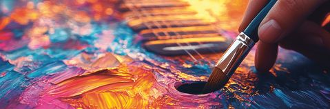 Eine Hand mit Pinsel