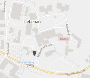 Das Bild zeigt einen Lageplan des Galussaals der Stiftung Liebenau