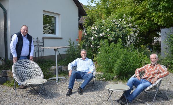 Das Bild zeigt Heilerziehungspfleger und Bankkaufmann Peter Brauchle, Koch Heinrich Brummert und Betriebswirt Markus Ebenhoch 