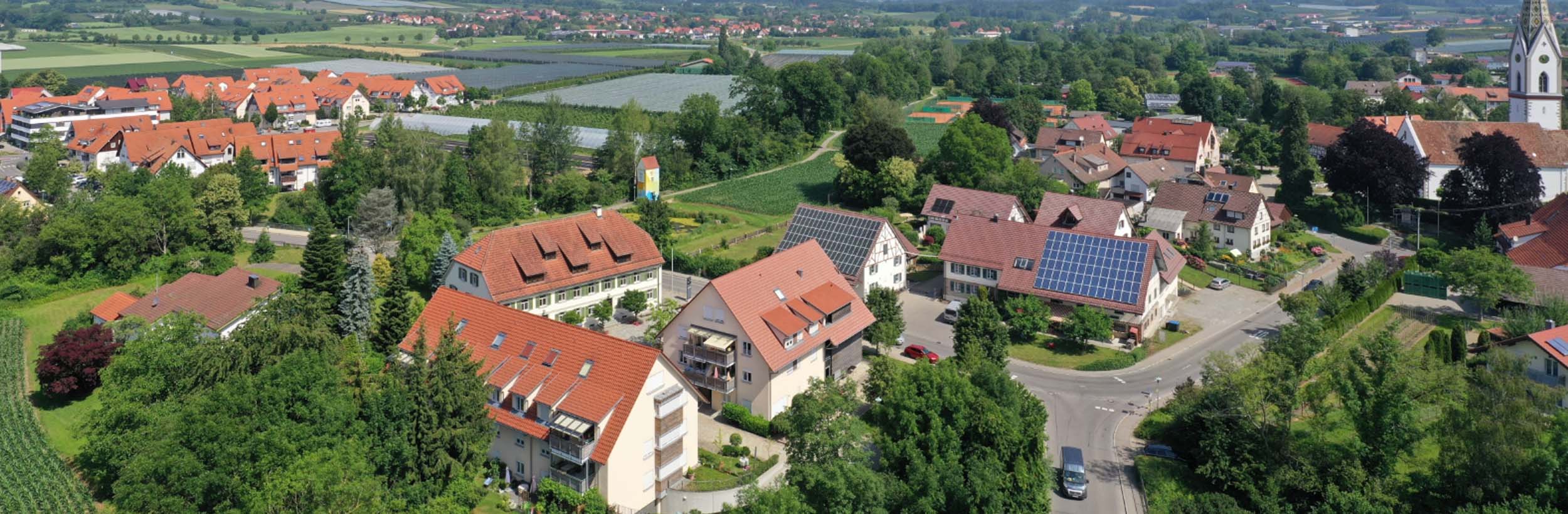 Das Bild zeigt den Lebensraum Oberteuringen in Drohnenansicht