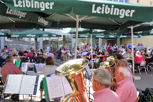 Sommerfest Das Foto zeigt Musikantinnen und Musikanten beim Sommerfest.